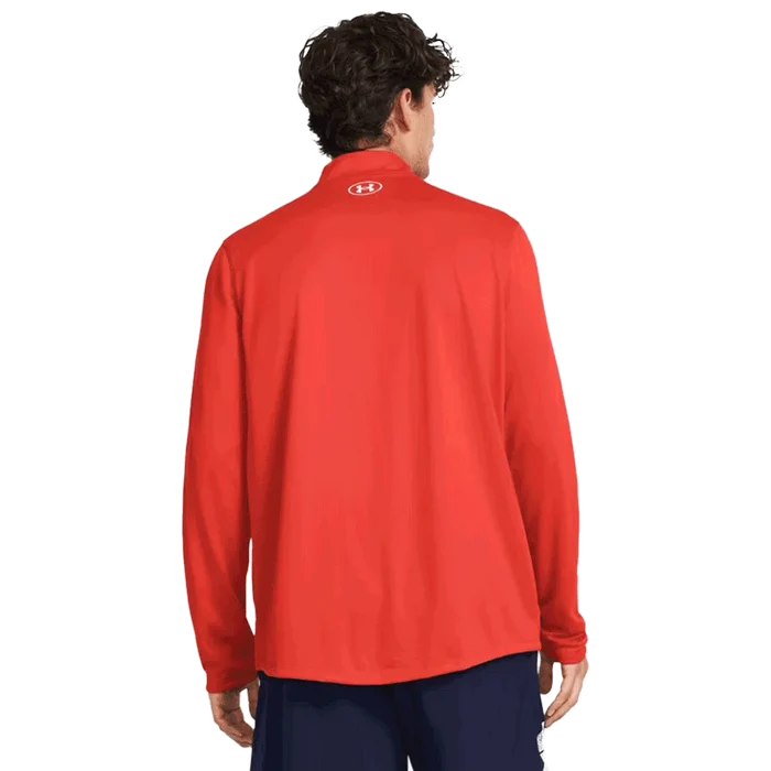 UA Men's Team Tech LS 1/4 Zip orange Color