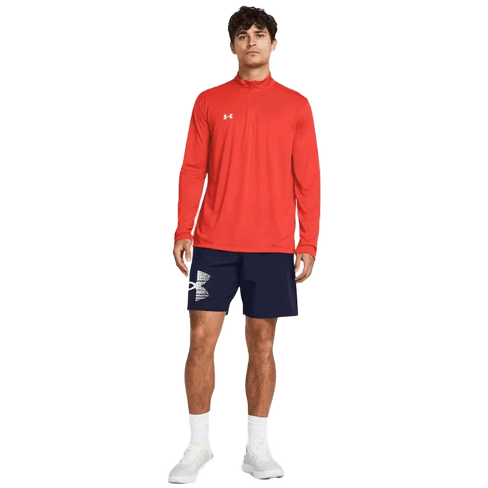 UA Men's Team Tech LS 1/4 Zip orange Color