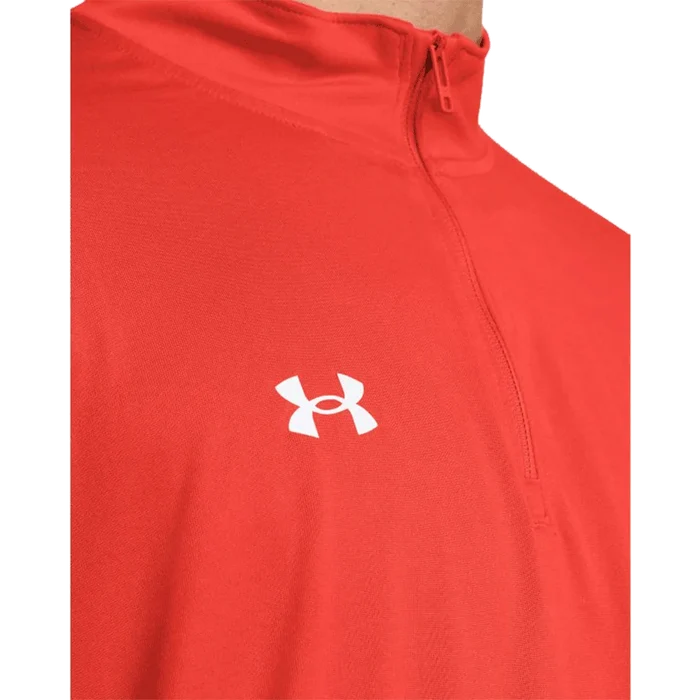 UA Men's Team Tech LS 1/4 Zip orange Color