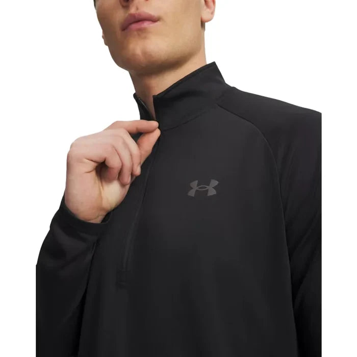UA Men's Tech™ ½ Zip Long Sleeve Black Color.