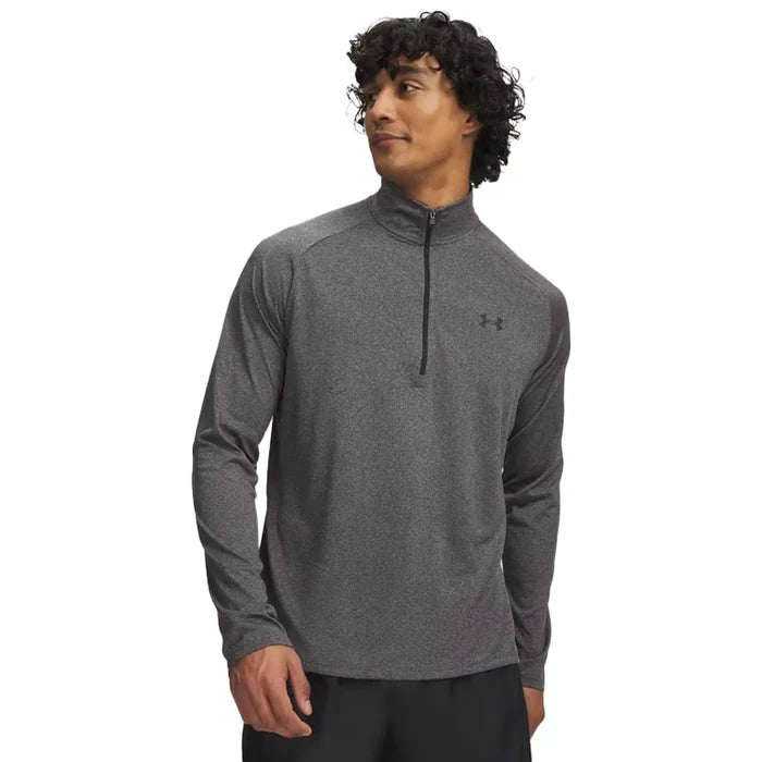 UA Men's Tech™ ½ Zip Long Sleeve Gray Color.