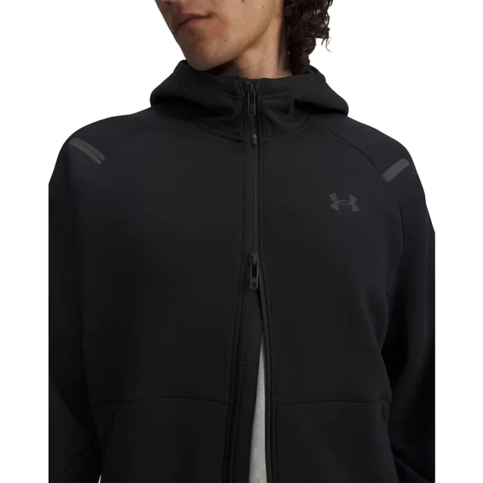 UA Men's Unstoppable Fleece Full-Zip Black Color.