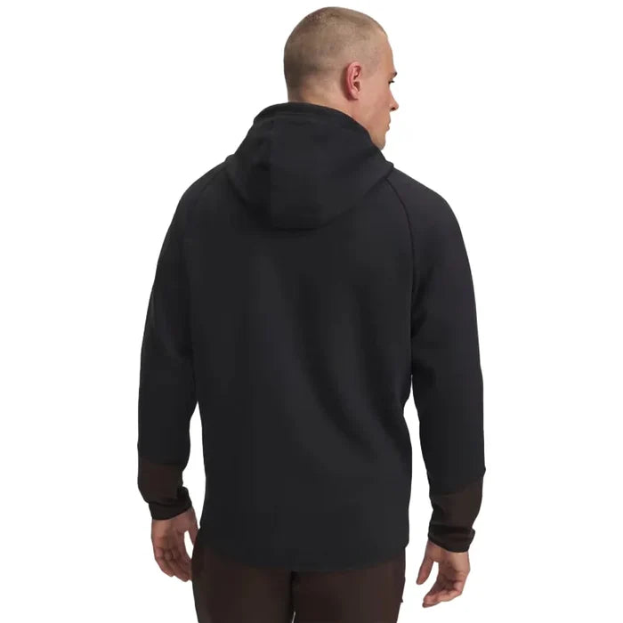 UA Men's Unstoppable Fleece Full-Zip Black/Brown Color.