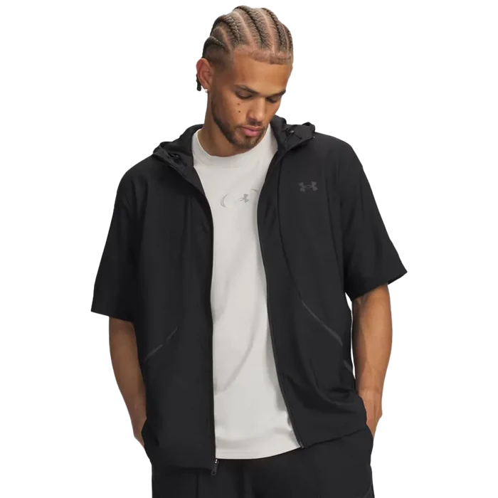 UA  Men's Unstoppable Woven Short Sleeve Jacket Black Color