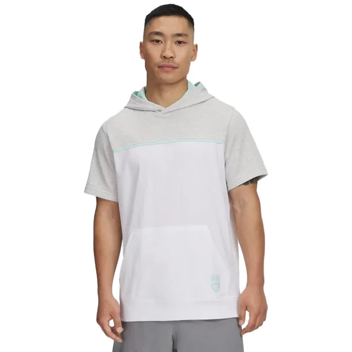 UA Men's Utility Short Sleeve Hoodie White Color.