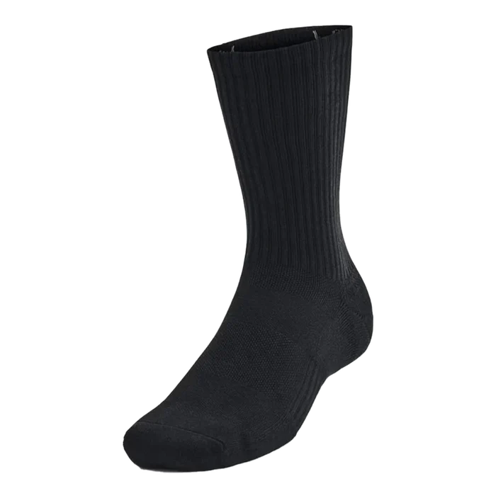 UA Unisex Training Cotton 6-Pack Crew Socks Black Color