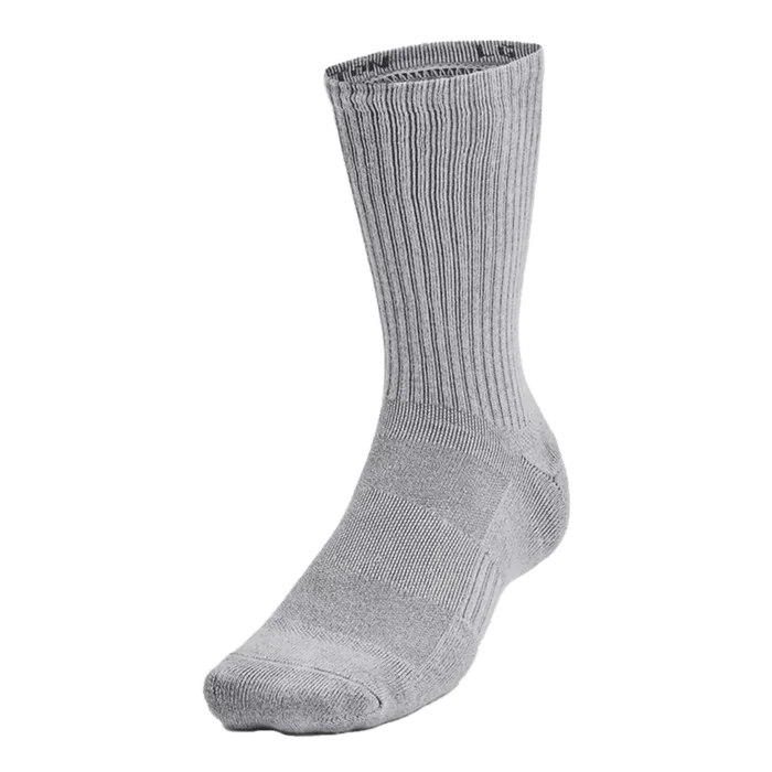 UA Unisex Training Cotton 6-Pack Crew Socks Grey Color