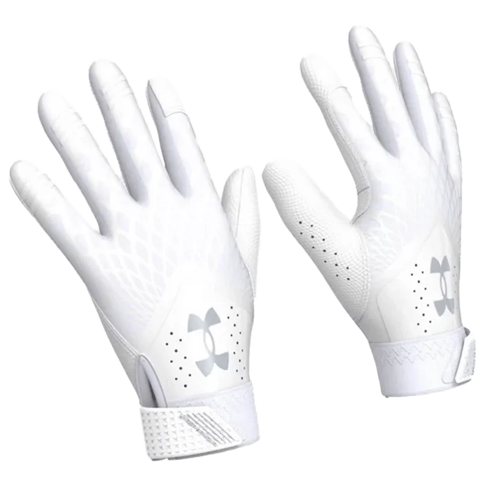 UA Women's Glyde Batting Gloves White Color