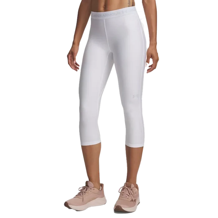 UA Women's HeatGear 3/4 Leggings white color