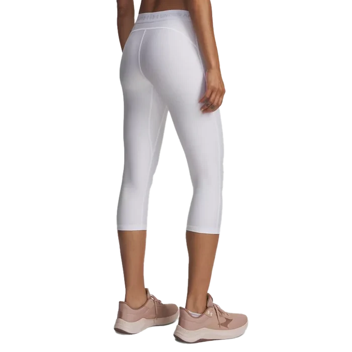 UA Women's HeatGear 3/4 Leggings white color