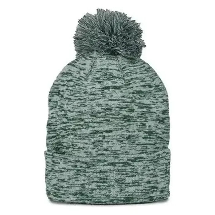 UAB432 Rollup Heather Knit Beanie Green Color.