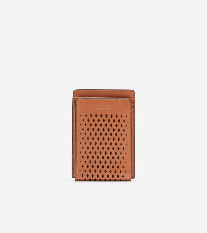Washington Perforated Card Case-British Tan