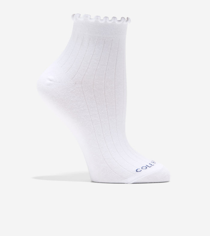 Women's 2-Pair Ruffle Quarter Ankle Socks-White
