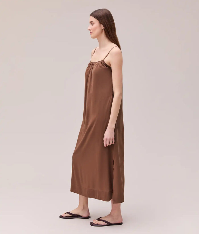 Womens Topanga Cotton Slip Dress - Brunette