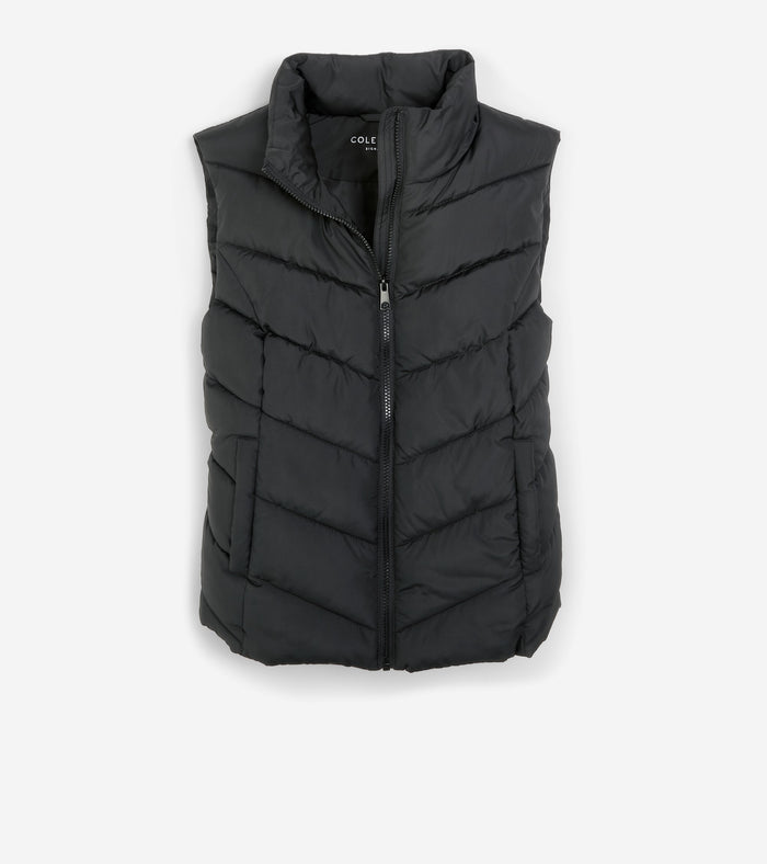 Women's Chevron Zip Front Vest-Black