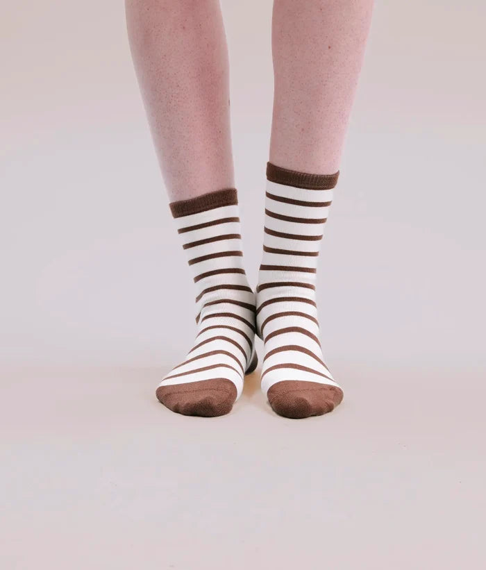 Womens Crew Sock - Cotton Blend - Mustang Comi Stripe