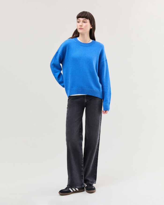 Womens Felicity Lightweight Sweater - Cotton Sweater Knit - Pop Blue