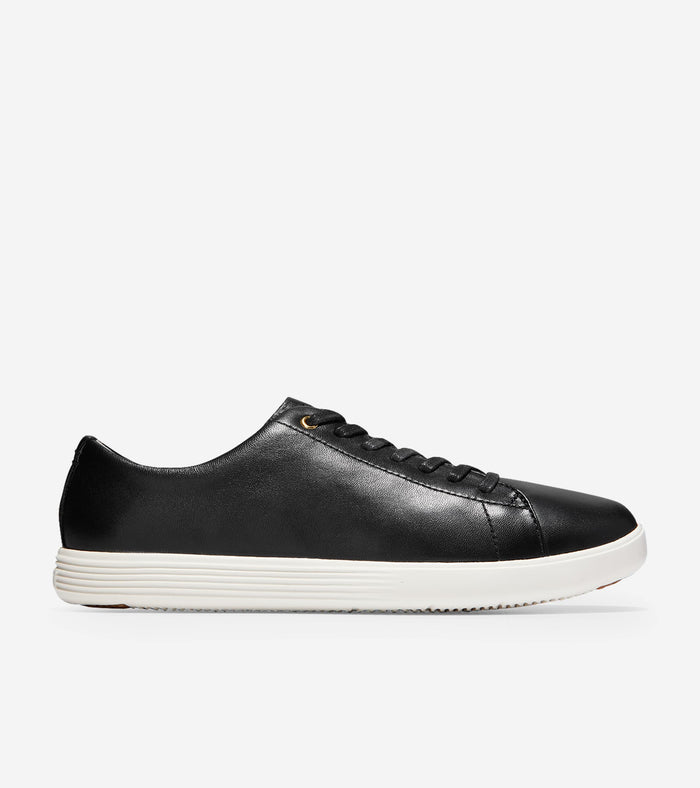 Women's Grand Crosscourt Sneakers-Black Leather-White