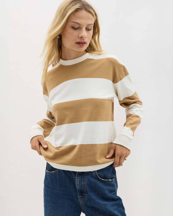 Women's Rugby Pullover in Khaki Rugby (Tan) | Richer Poorer