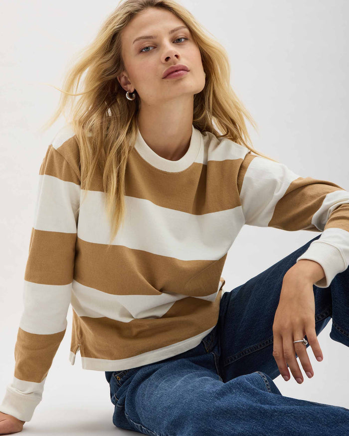 Women's Rugby Pullover in Khaki Rugby (Tan) | Richer Poorer