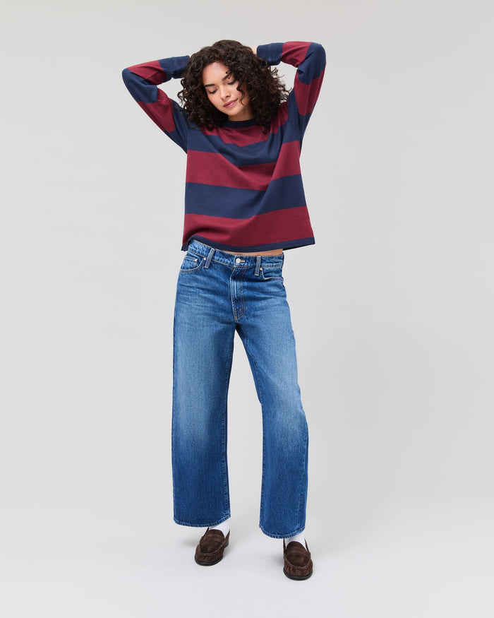 Women's Rugby Pullover - Maroon/Navy Stripe