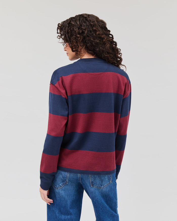 Women's Rugby Pullover - Maroon/Navy Stripe