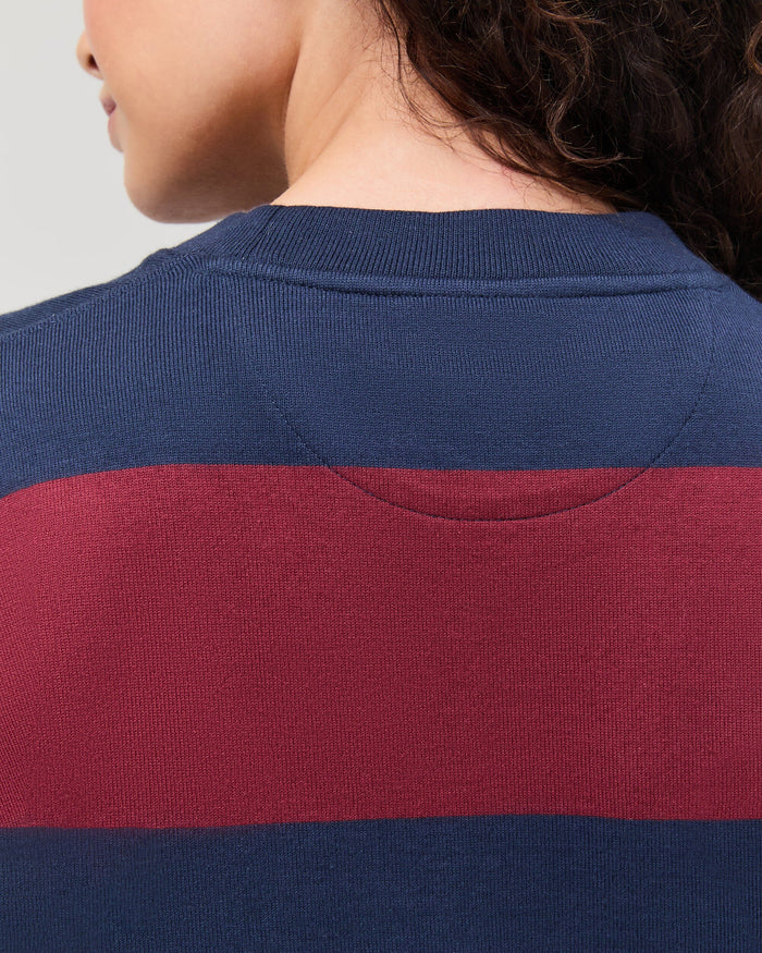 Women's Rugby Pullover - Maroon/Navy Stripe