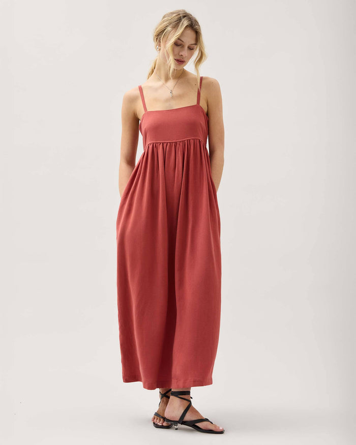 Women's Linen Maxi Dress in Dried Sage | Richer Poorer