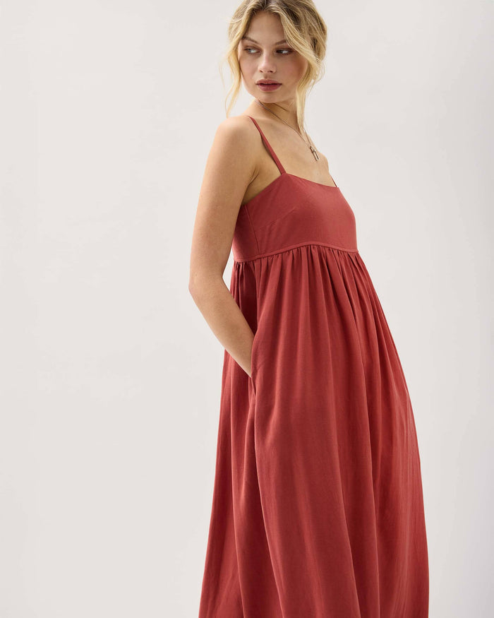 Women's Linen Maxi Dress in Dried Sage | Richer Poorer