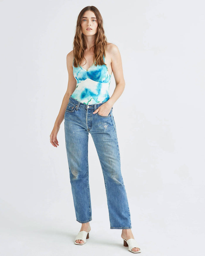 Womens Modal V-Neck Bodysuit - Modal Jersey - Watercolor