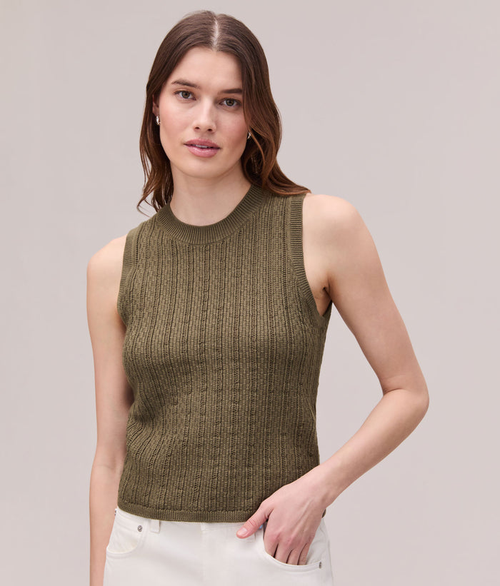 Womens Canyon Cotton Knit Tank | Olive Grey