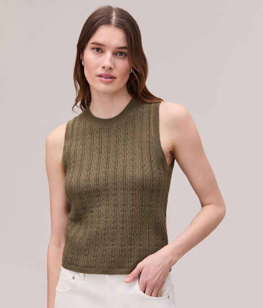 Womens Canyon Cotton Knit Tank | Olive Grey