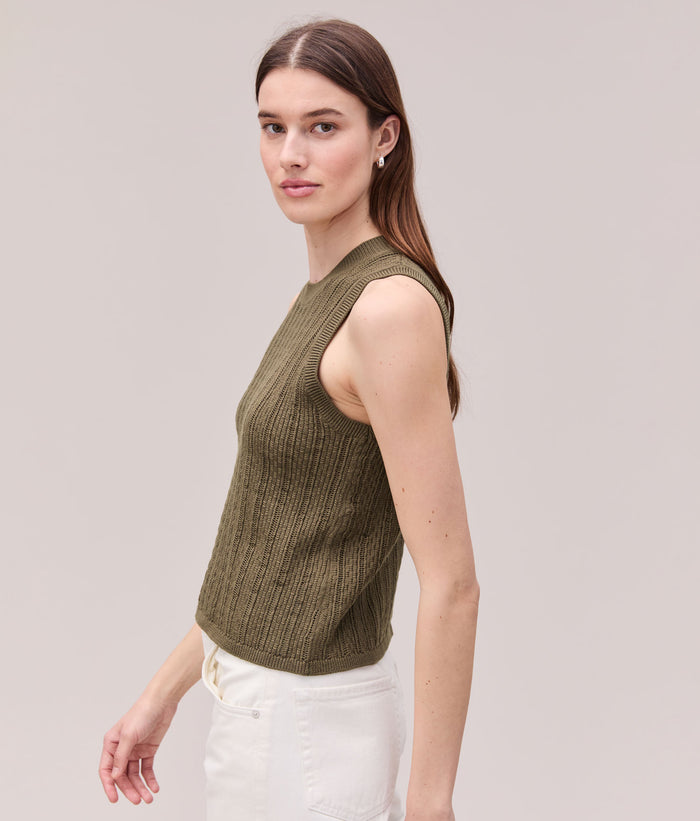 Womens Canyon Cotton Knit Tank | Olive Grey