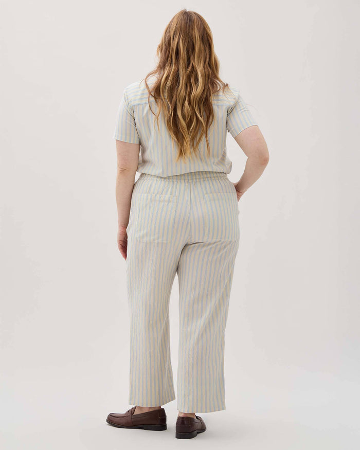 Womens Palermo Street Pant - Poly Seer Sucker Stripe - Vanilla Blue Stripe