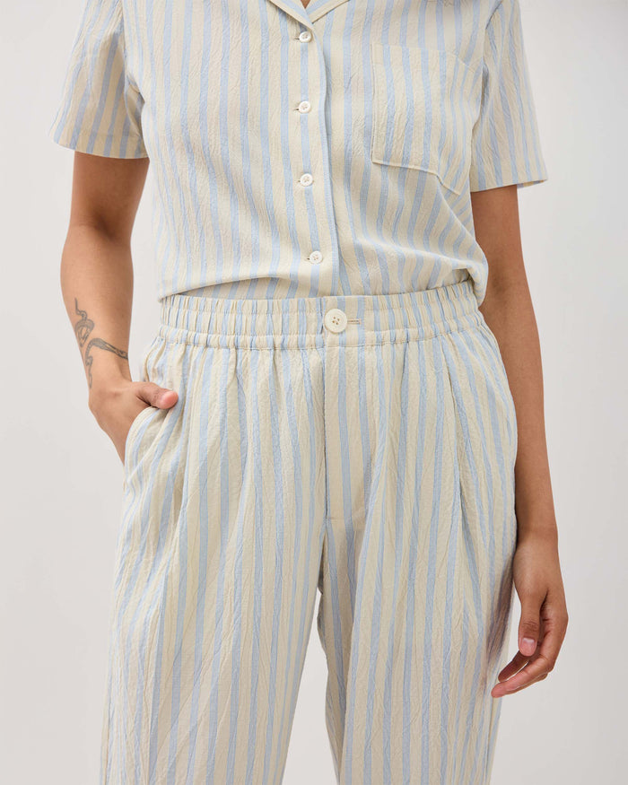 Womens Palermo Street Pant - Poly Seer Sucker Stripe - Vanilla Blue Stripe