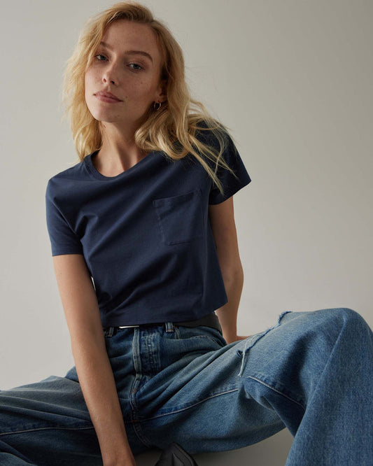 Women's Pima Boxy Crop Tee in Tobacco (Brown) | Richer Poorer