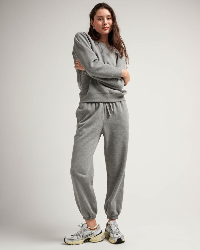 Women's Recycled Fleece Classic Sweatpant in Warm Grey (Grey) | Richer Poorer