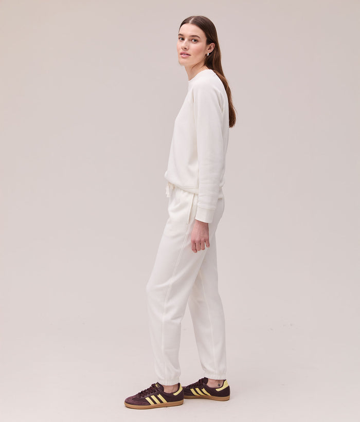 Womens Recycled Fleece Classic Sweatshirt - Recycled Fleece - Coconut Milk