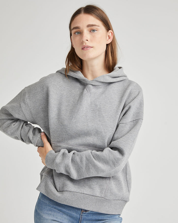Women's Recycled Fleece Hoodie in Warm Grey (Grey) | Richer Poorer