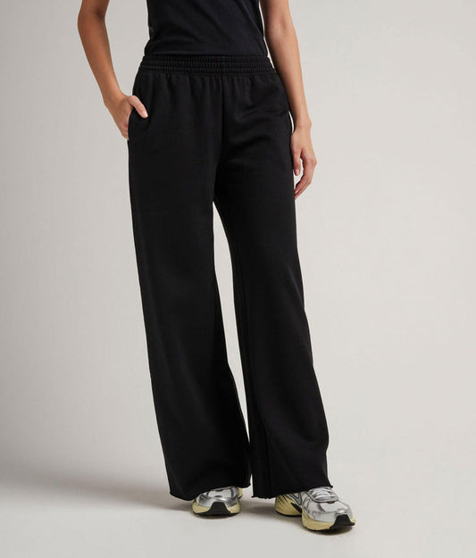 Womens Recycled Fleece Wide Leg Pant - Recycled Fleece - Black #Black