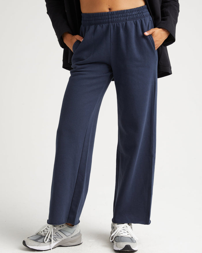Women's Recycled Fleece Wide Leg Pant in Blue Nights (Blue) | Richer Poorer