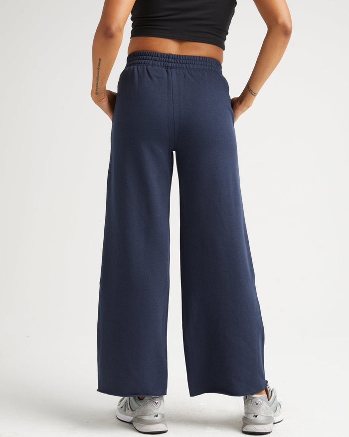 Women's Recycled Fleece Wide Leg Pant in Blue Nights (Blue) | Richer Poorer