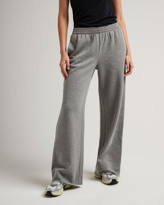 Women's Recycled Fleece Wide Leg Pant in Heather Grey (Grey) | Richer Poorer