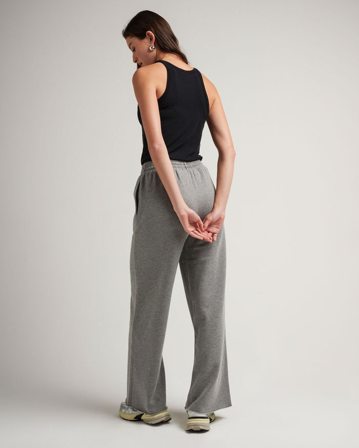 Women's Recycled Fleece Wide Leg Pant in Heather Grey (Grey) | Richer Poorer
