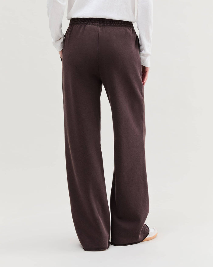 Womens Recycled Fleece Wide Leg Pant - Recycled Fleece - Mineral Ganache