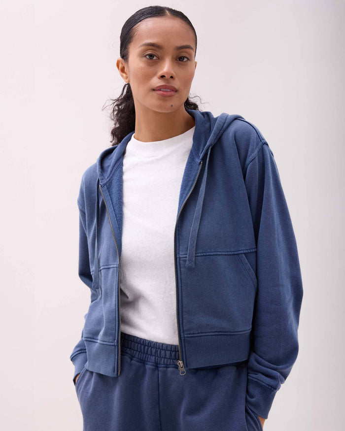 Womens Recycled Fleece Zip Hoodie - Recycled Fleece - Mineral Moonlit Ocean
