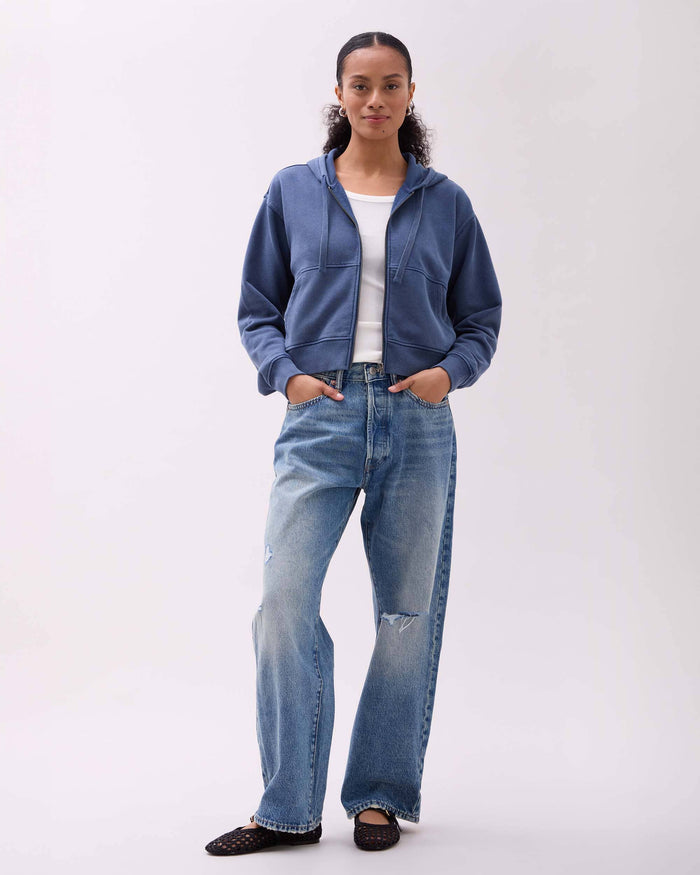 Womens Recycled Fleece Zip Hoodie - Recycled Fleece - Mineral Moonlit Ocean