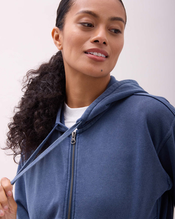 Womens Recycled Fleece Zip Hoodie - Recycled Fleece - Mineral Moonlit Ocean