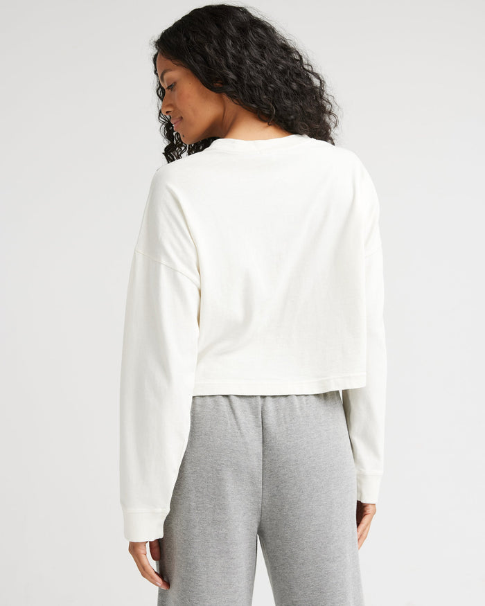Women's Relaxed Crop Long Sleeve Tee in Russet (Brown) | Richer Poorer