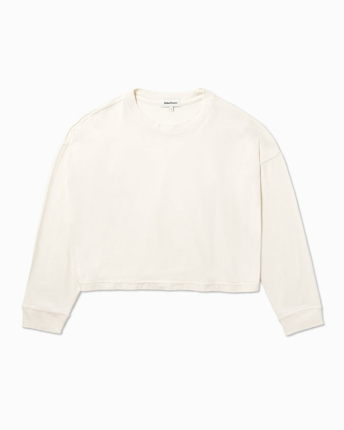 Women's Relaxed Crop Long Sleeve Tee in Russet (Brown) | Richer Poorer